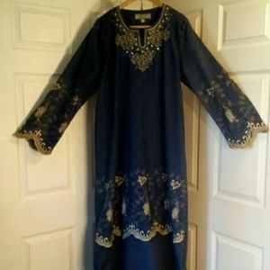 100% stretch denim cotton jean maxi dress